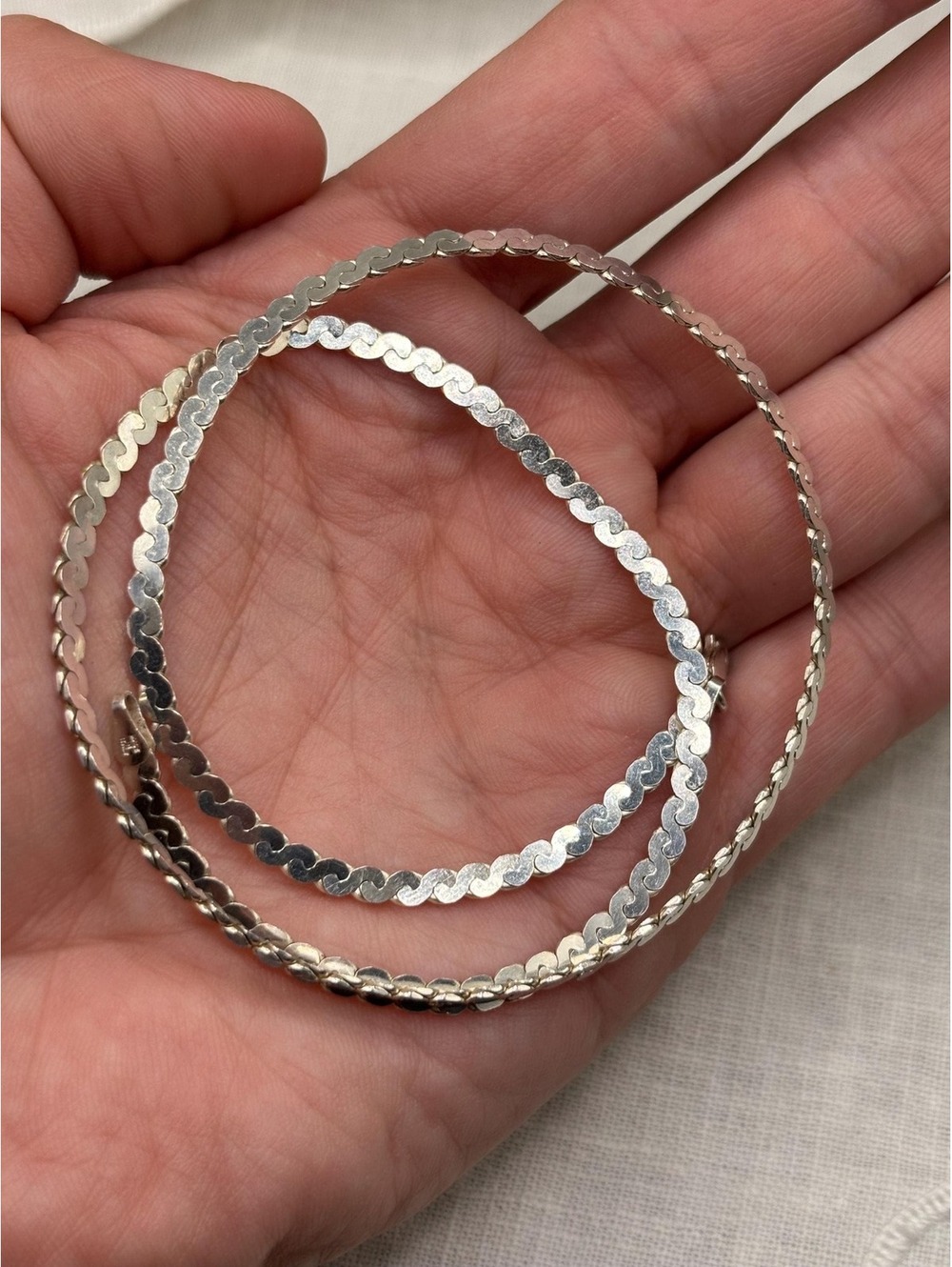 Vintage Thick Serpentine Link 18" Sterling Silver Chain